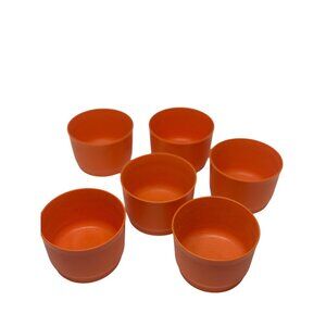 VTG Tupperware Orange Snack Containers 6-Pcs Small Plastic Bowls NO LIDS Retro